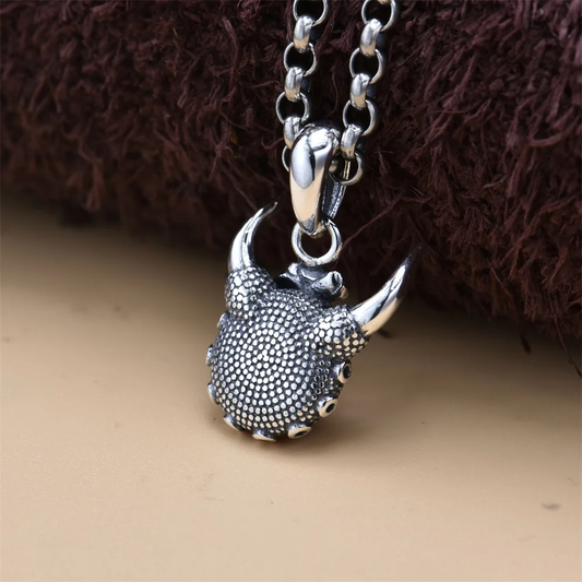 S925K Silver Vintage Dark Devil's Eye Punk Pendant Necklace