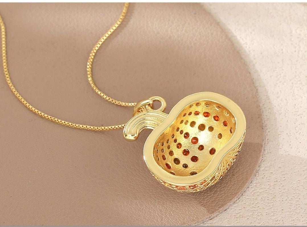 Pumpkin Zircon Pendant Necklace