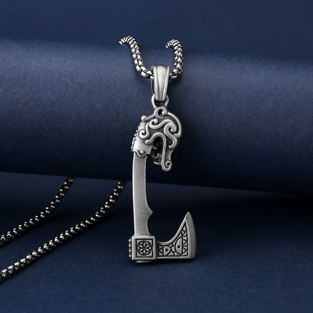 Scandinavian Viking Axe Solid Pewter Necklace