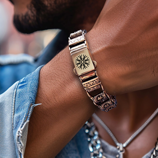 Nordic Viking Rune Compass Totem Titanium Steel Bracelet - Fashionable Hand Jewelry for Men