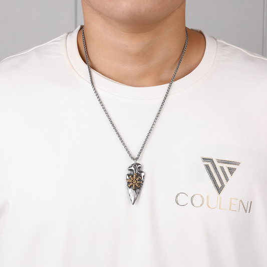 Stainless Steel Viking Compass Arrowhead Necklace