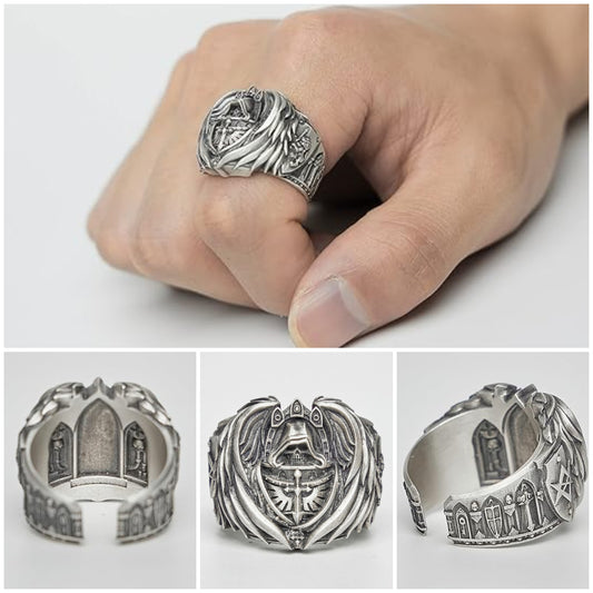 Maton Dark Angel Ring | Hexagram - Infused, a Mysterious and Cool Symbol for Men