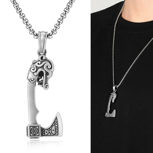 Scandinavian Viking Axe Solid Pewter Necklace