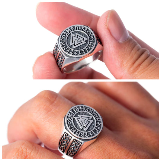 Viking Rune Stainless Steel Celtic Weave Ring
