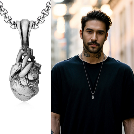 Vintage Nordic Viking Pure Tin Heart - shaped Necklace