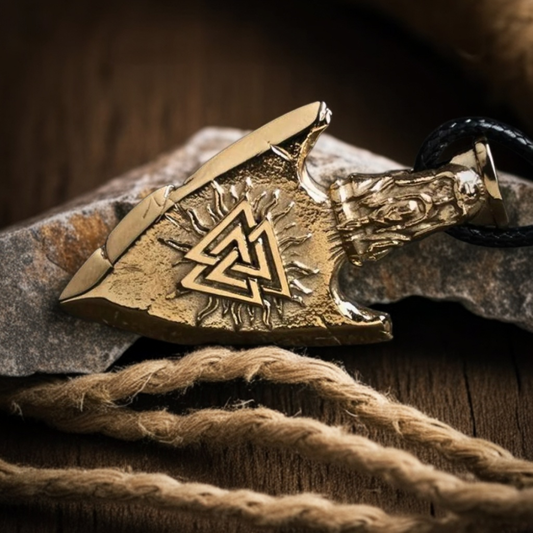 Viking Spear Pendant with Odin's Image: Stainless Steel, Nordic Divinity