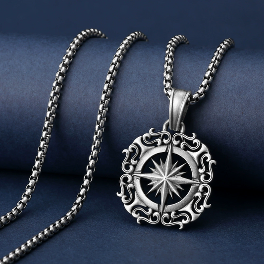Pure Pewter Viking Compass Necklace