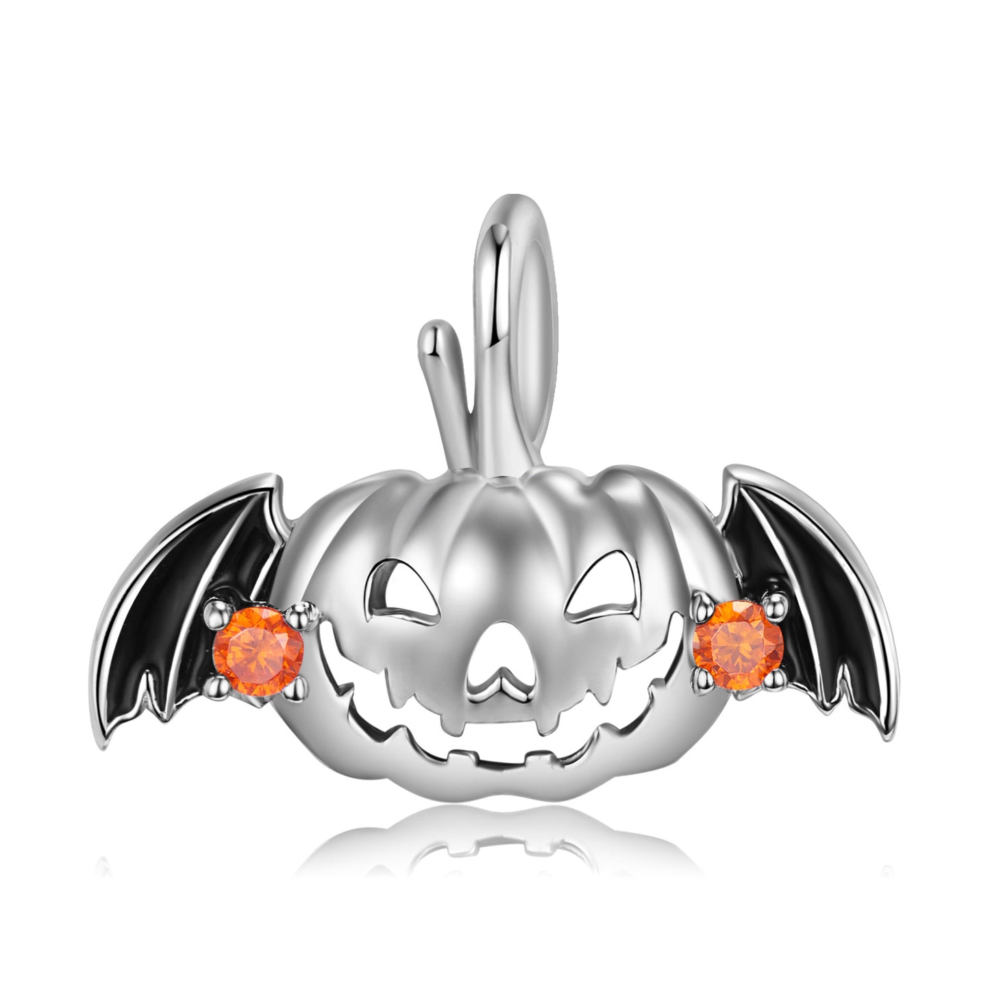 S925 sterling silver epoxy hollow flying pumpkin necklace