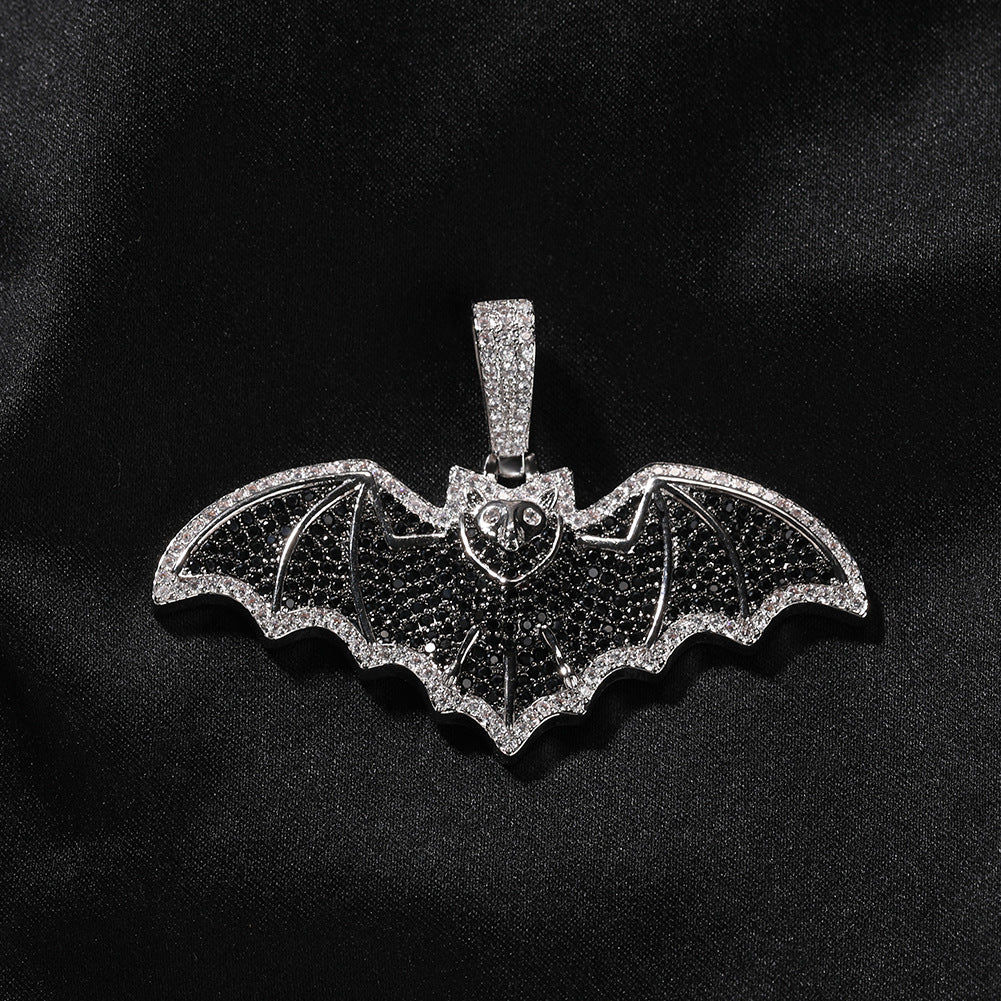 Dark Gothic style full diamond bat necklace