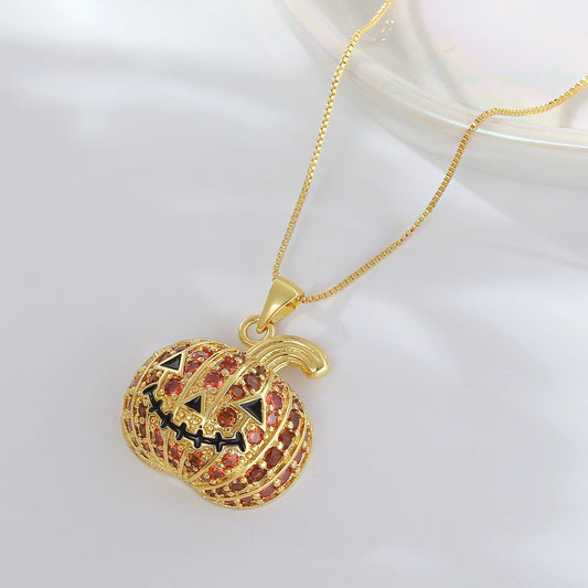 Pumpkin Zircon Pendant Necklace