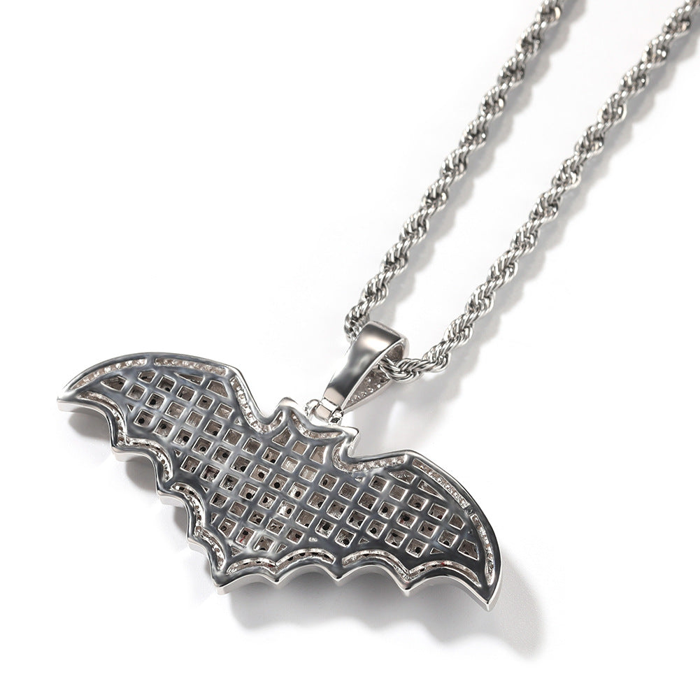 Dark Gothic style full diamond bat necklace