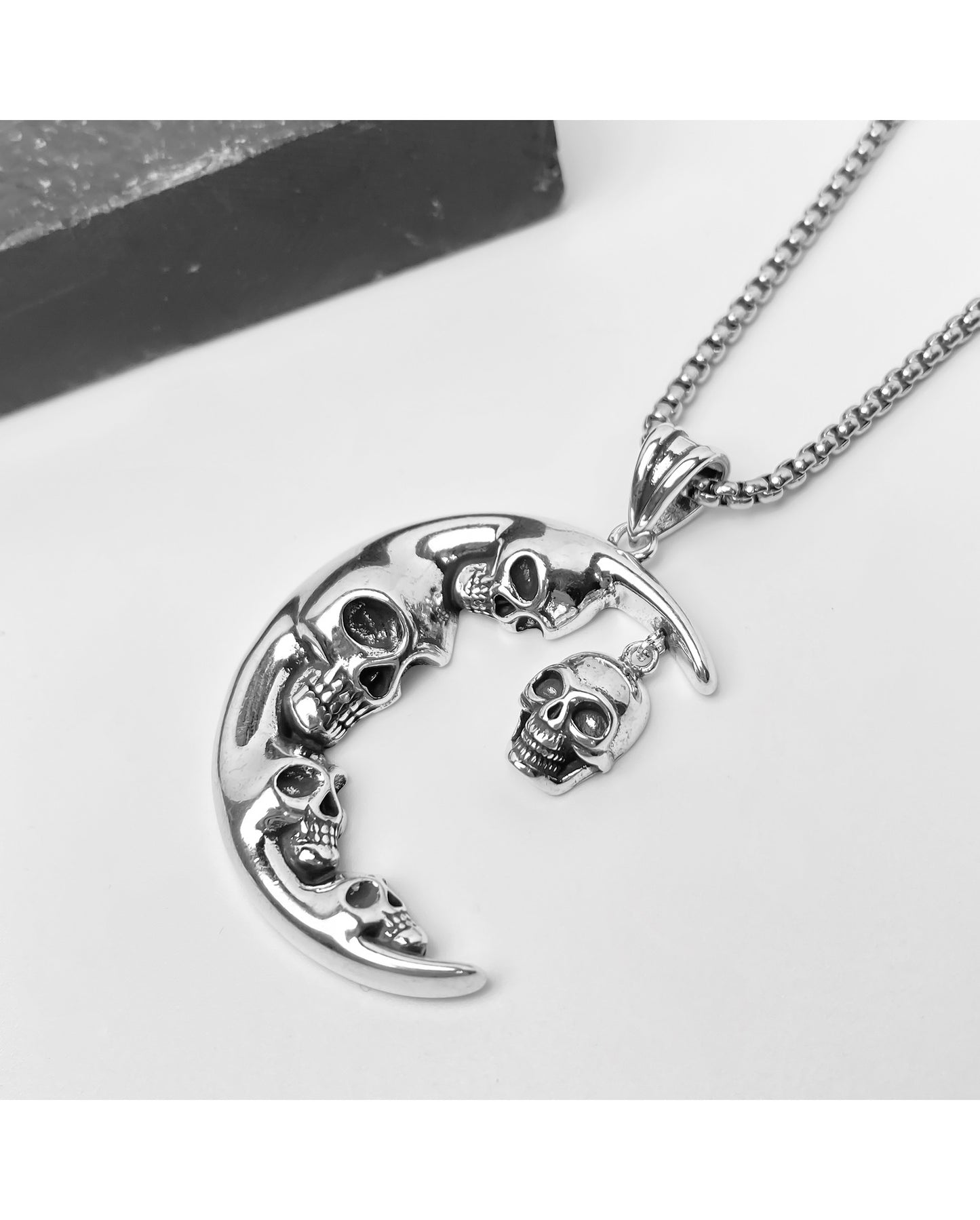 Vintage Gothic Moon Skull Necklace