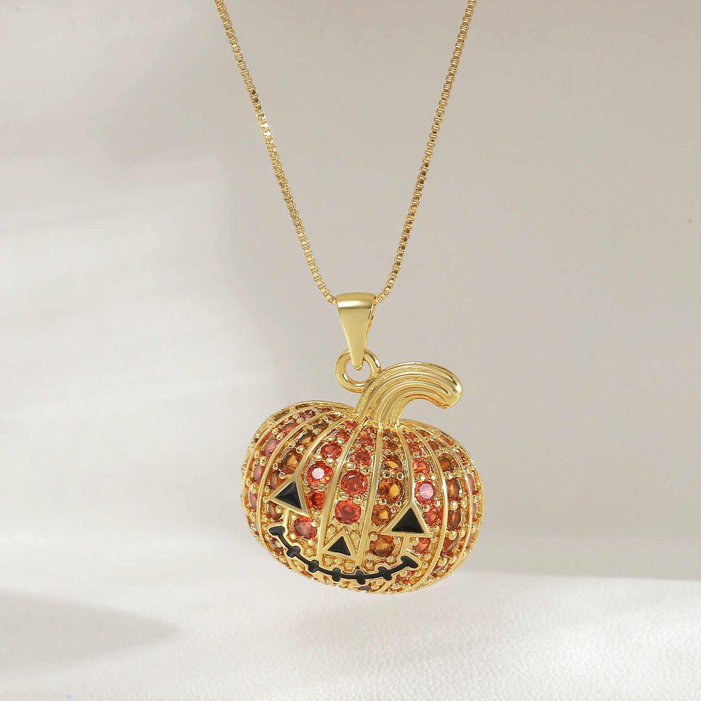 Pumpkin Zircon Pendant Necklace