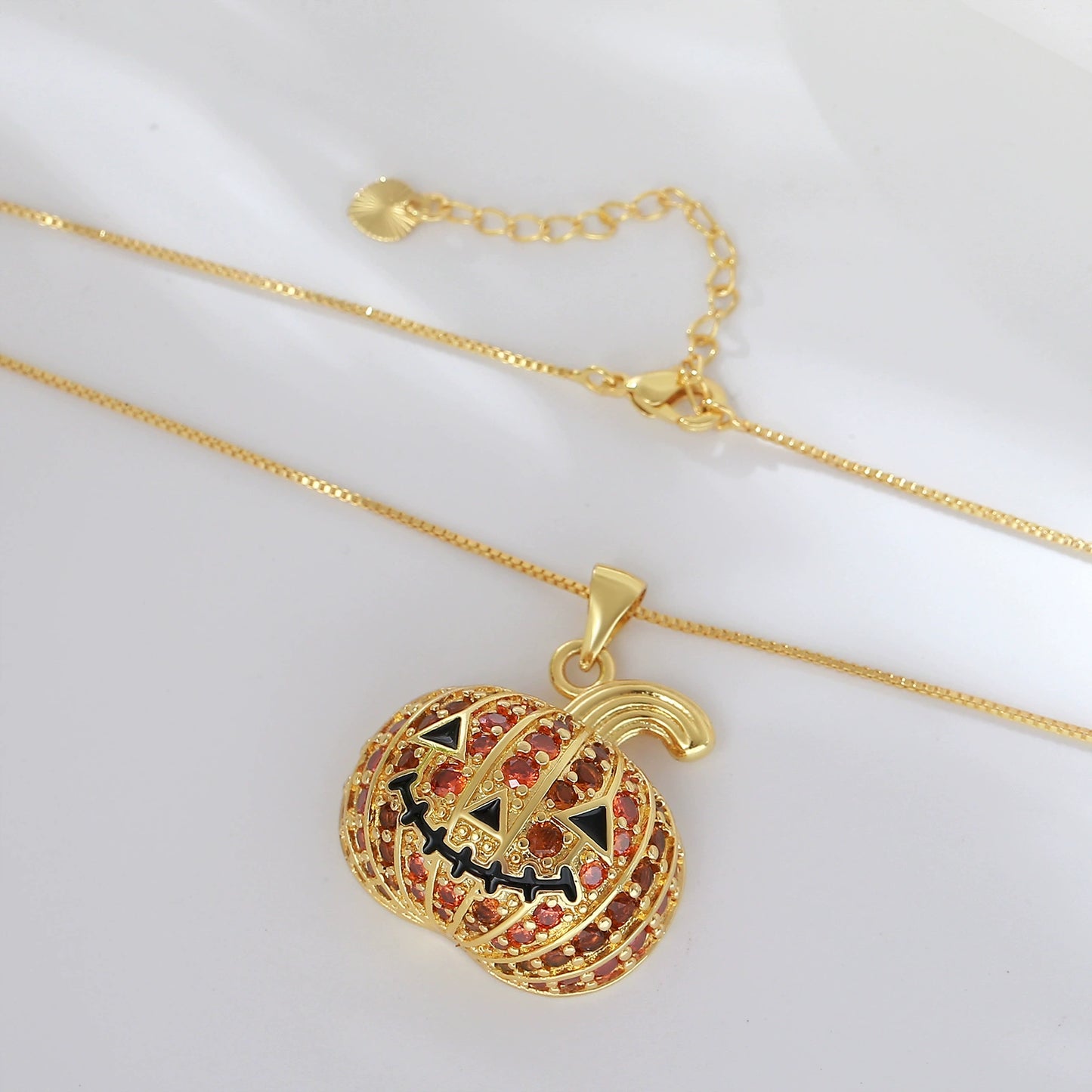 Pumpkin Zircon Pendant Necklace