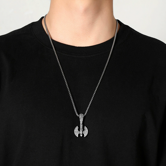 Pure Pewter Pirate Viking Amulet Axe Necklace