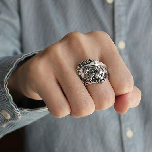 Copper Emerald Eyes Open Adjustable Cat Ring