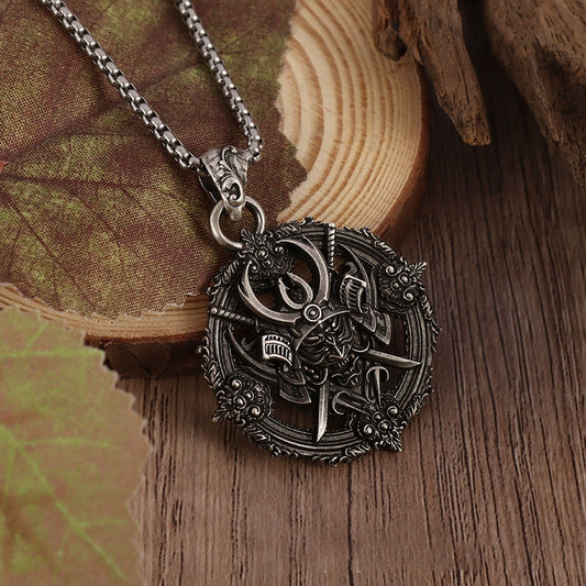 Retro Gothic - style Imposing Samurai - Demon Turntable Pendant Necklace: A Trendy Men's Jewelry Gift