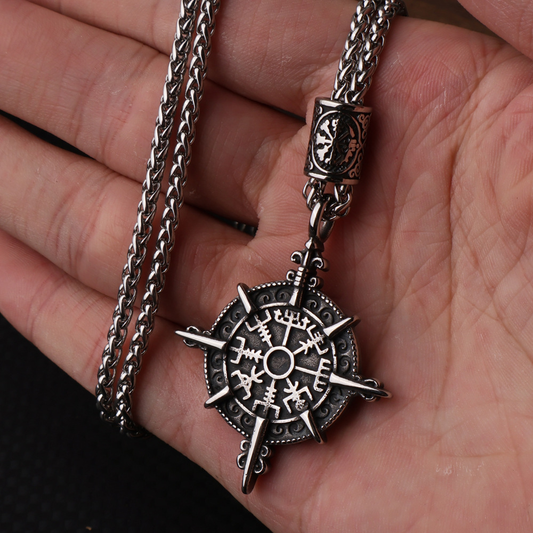 Viking Compass Rune Titanium Steel Pendant - A Tribute to Norse Heritage