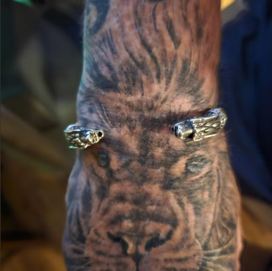 Viking Bracelet Wolf Head Collar Stainless Steel Men's Bracelet