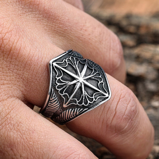 Viking Eight-pointed Star Knot-shaped Anti-rust Titanium Steel Ring