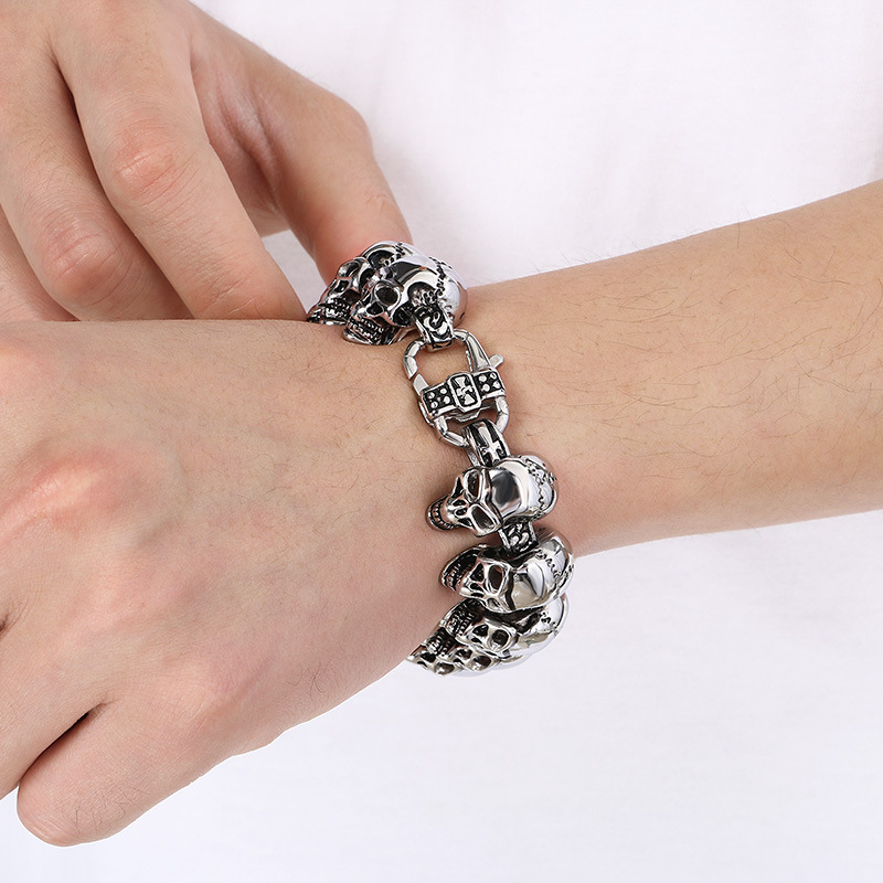 Skull - Head Bold Titanium Steel Bracelet