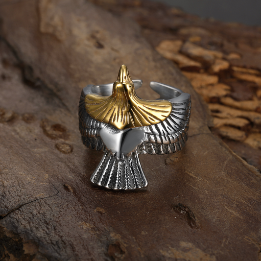 Stainless Steel Liberty Eagle Open Adjustable Ring
