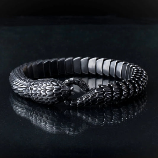 Viking Stainless Steel Snake Scale Bracelet