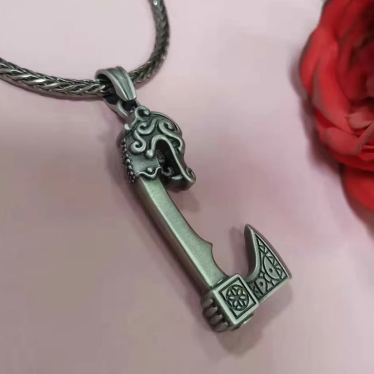 Scandinavian Viking Axe Solid Pewter Necklace