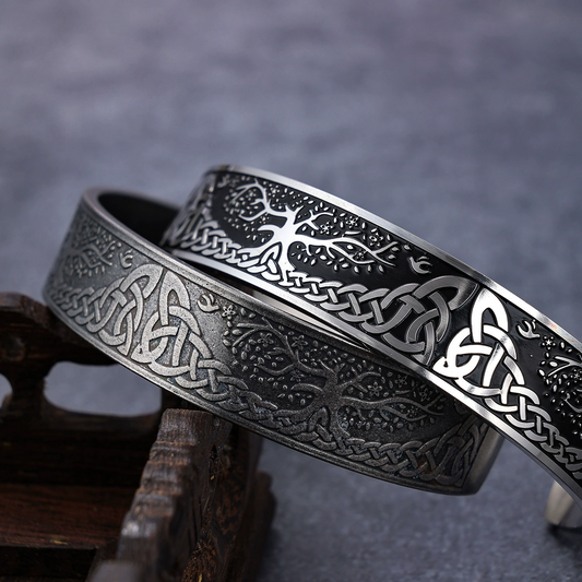 Tree of Life Mesh Stainless Steel Open Cuff Bracelet