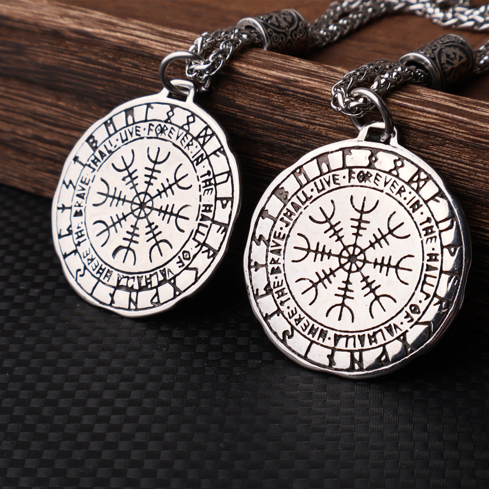Stainless Steel Vegvisir Viking Mix Gold Color Rune Necklace Viking Scandinavian Norse Viking Necklace Men Christmas Gift
