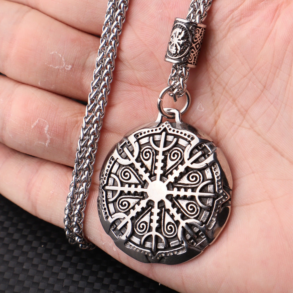 Stainless Steel Vegvisir Viking Mix Gold Color Rune Necklace Viking Scandinavian Norse Viking Necklace Men Christmas Gift