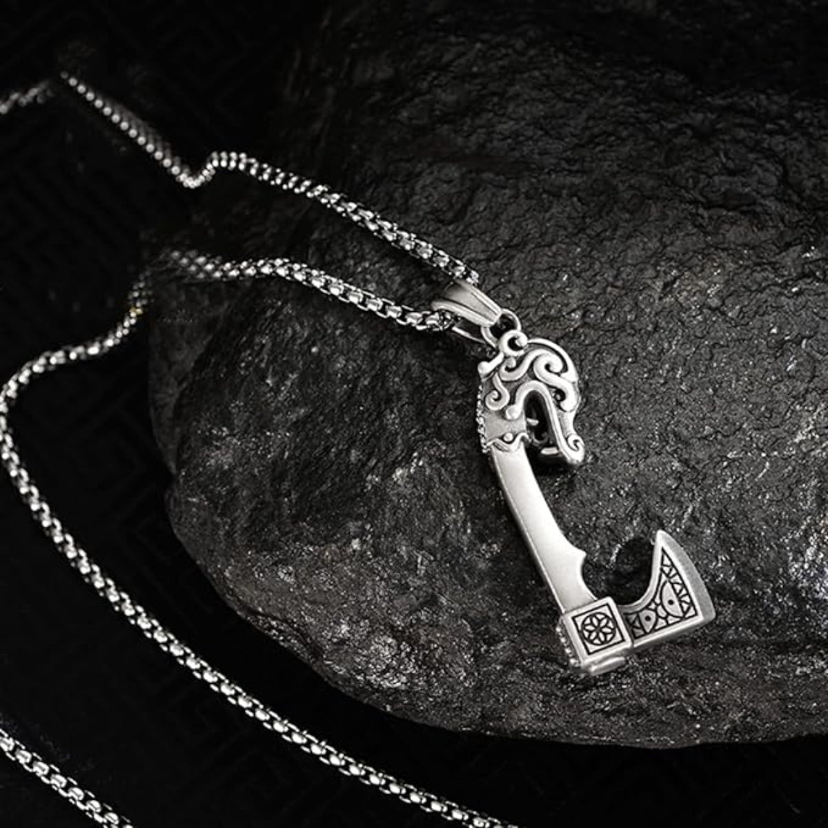 Scandinavian Viking Axe Solid Pewter Necklace