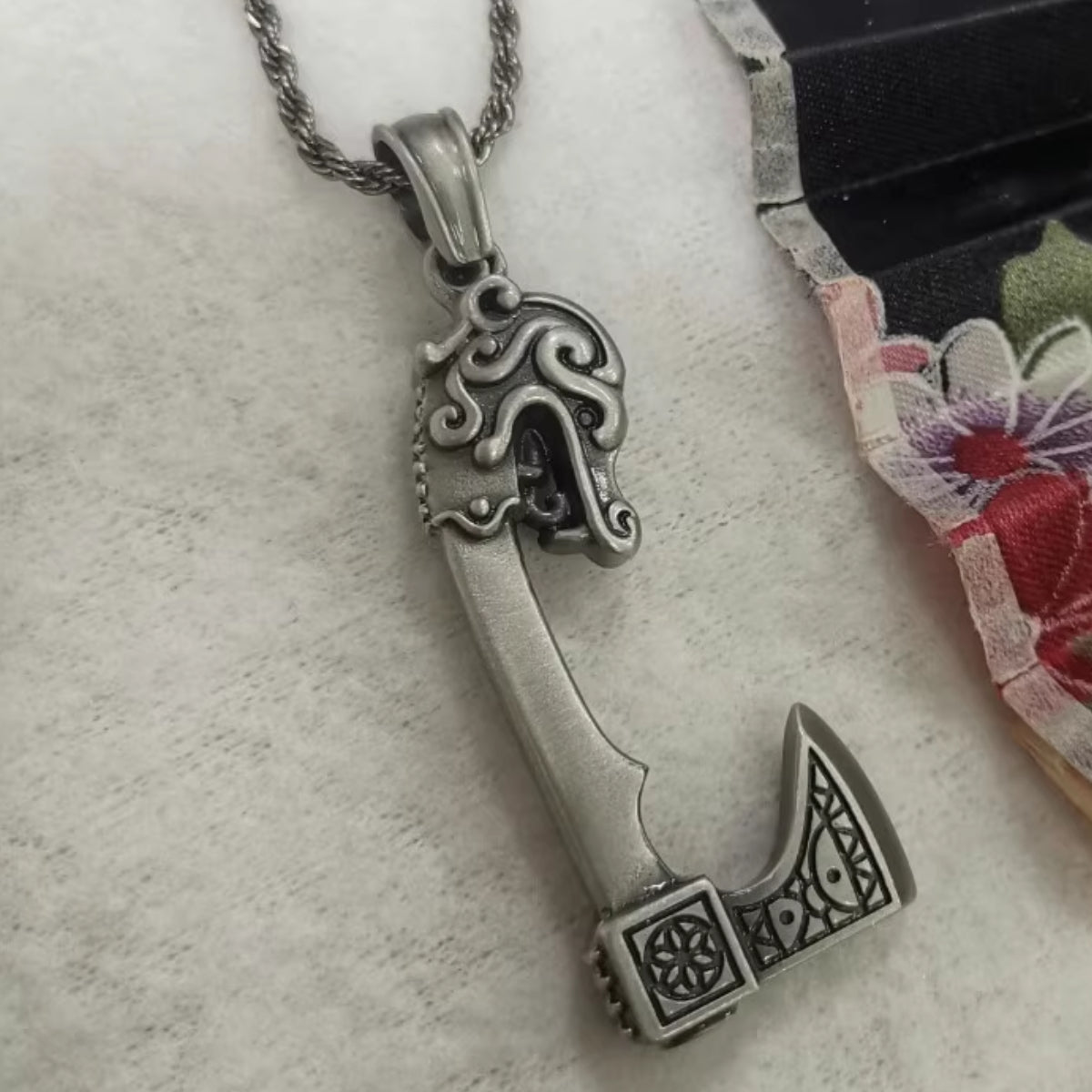 Scandinavian Viking Axe Solid Pewter Necklace