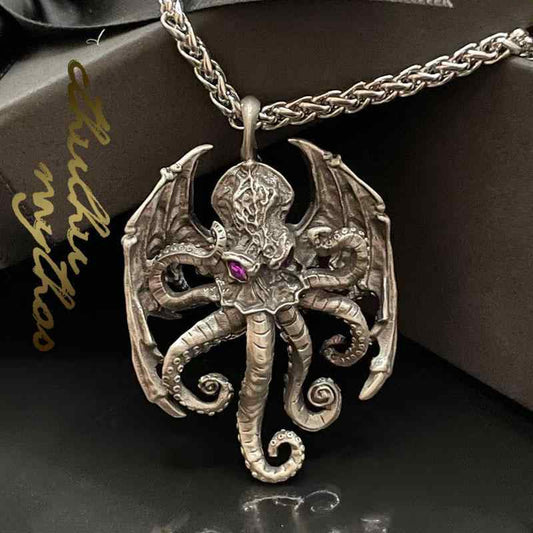 Men's Cthulhu Mythos Demon Octopus Skull Pendant Necklace