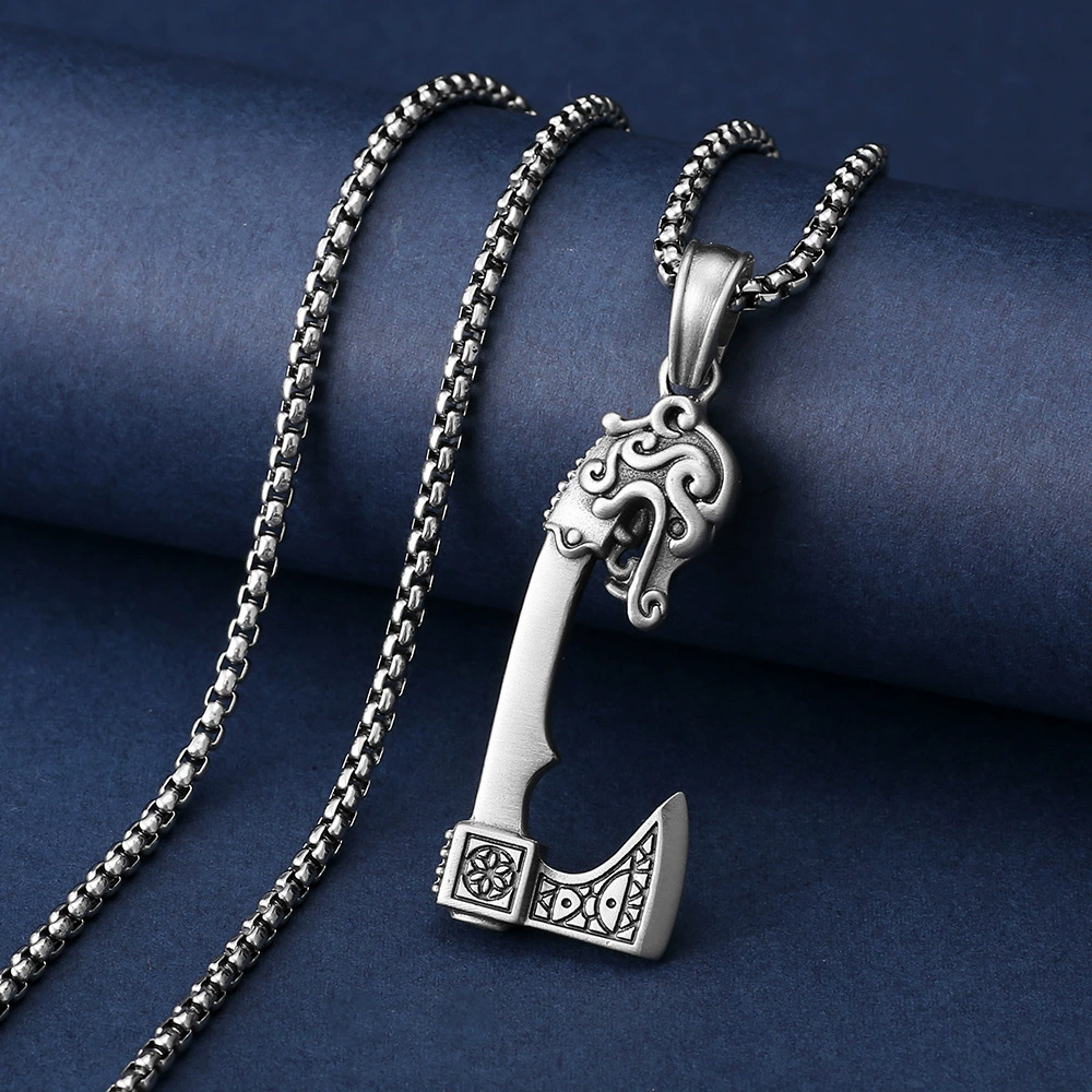 Scandinavian Viking Axe Solid Pewter Necklace