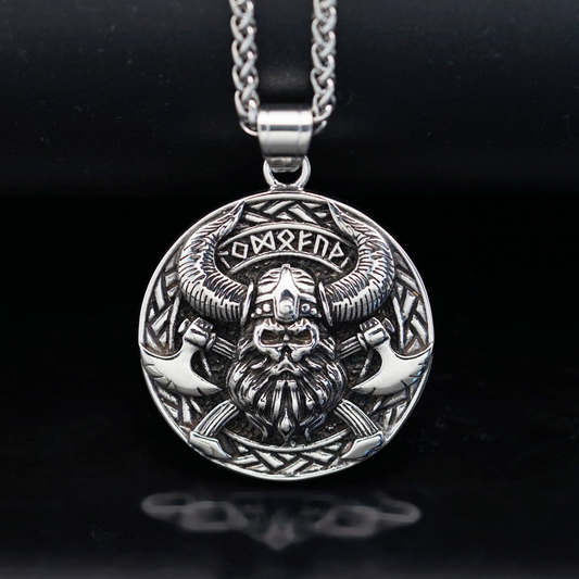 Viking Warrior Compass Pattern Stainless Steel Necklace