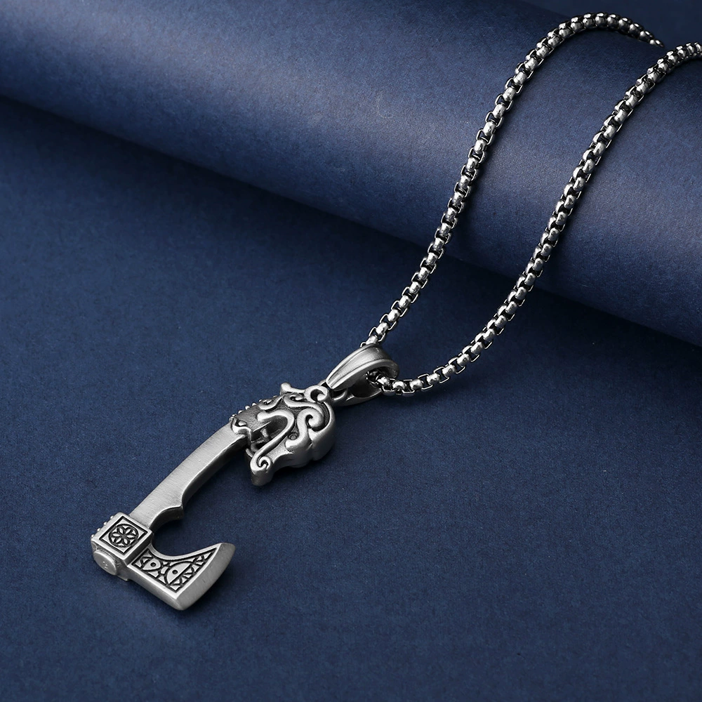 Scandinavian Viking Axe Solid Pewter Necklace