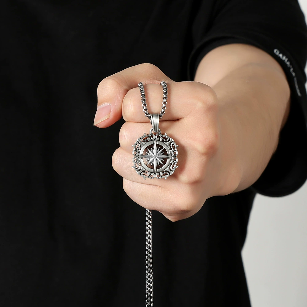 Pure Pewter Viking Compass Necklace