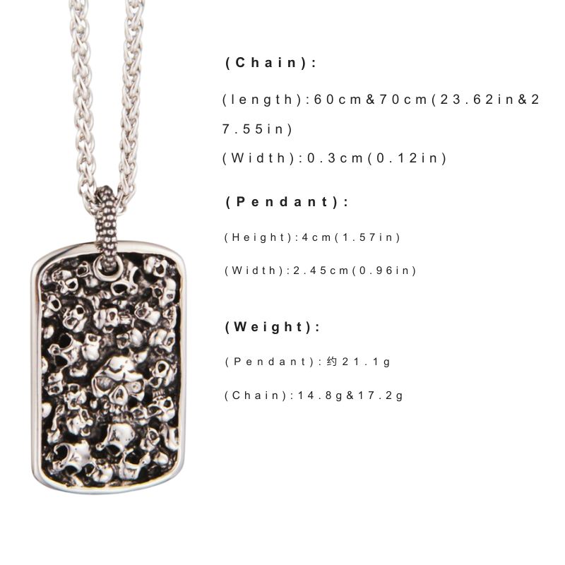 Vintage Skull Military Medal Pendant Necklace