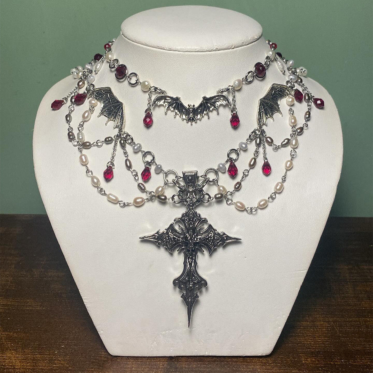 Halloween Cross Retro Dark Heavy Gothic Style Necklace