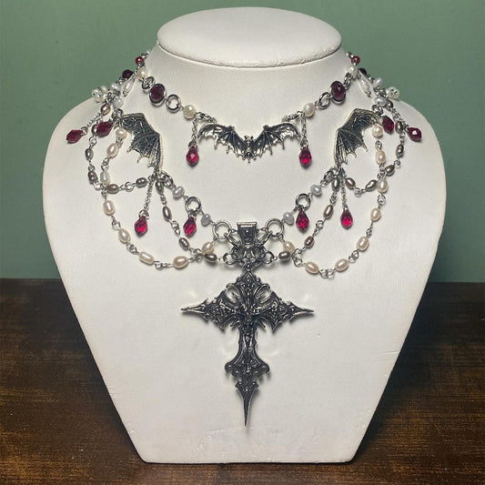 Halloween Cross Retro Dark Heavy Gothic Style Necklace