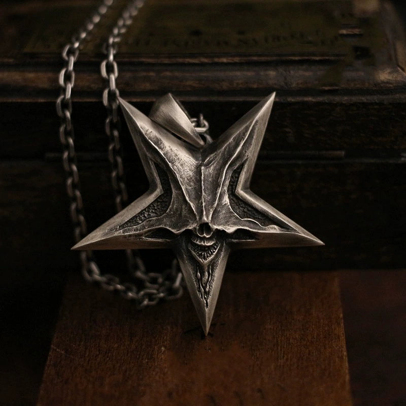 Pentagram Handmade Hell Satan's Smile Necklace