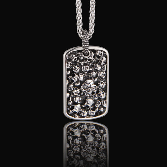Vintage Skull Military Medal Pendant Necklace