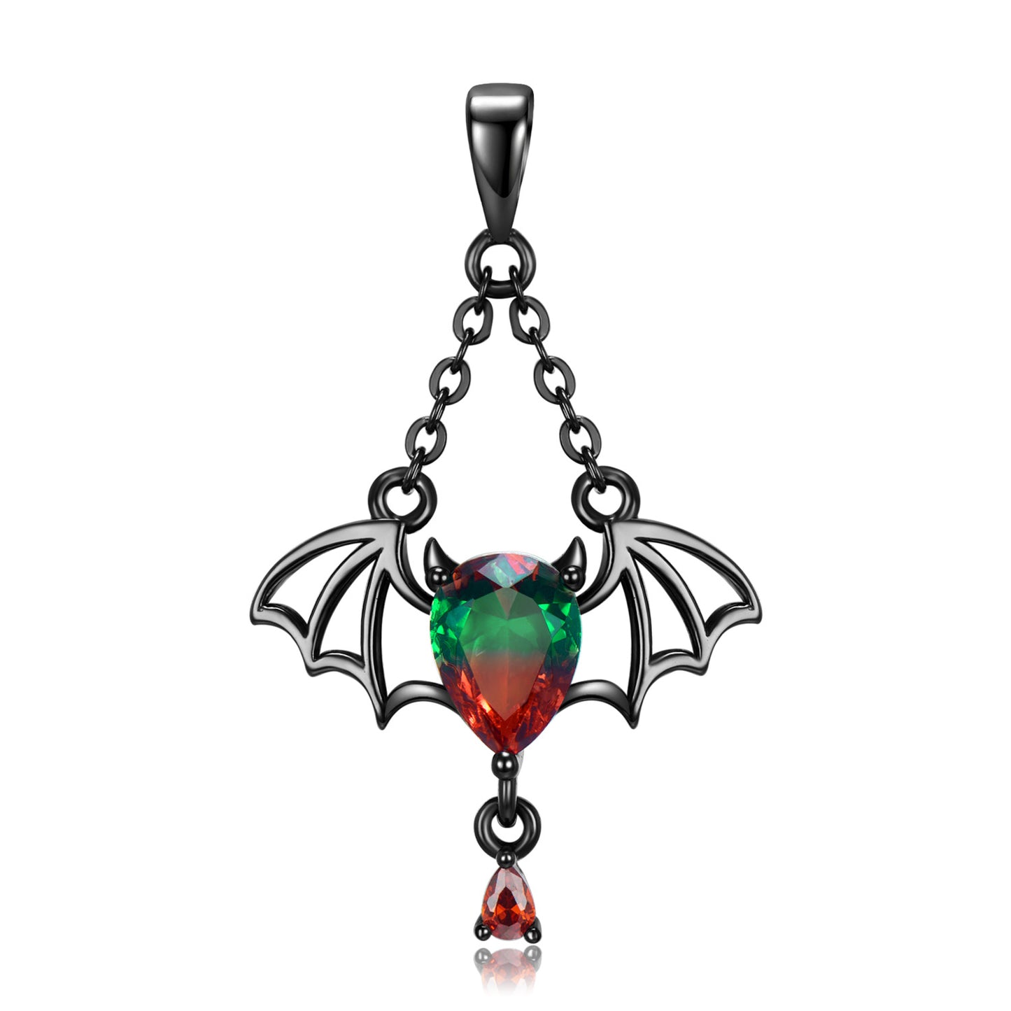 S925 sterling silver electroplated black bat pendant necklace