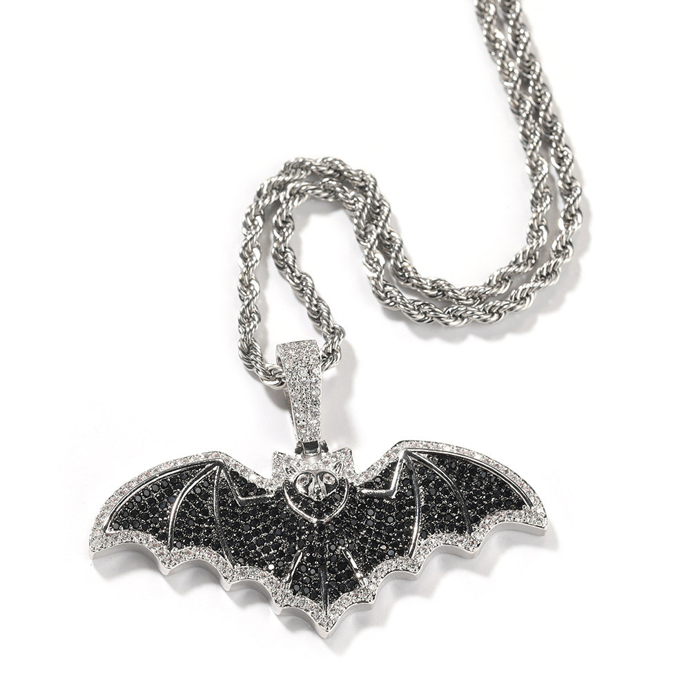 Dark Gothic style full diamond bat necklace