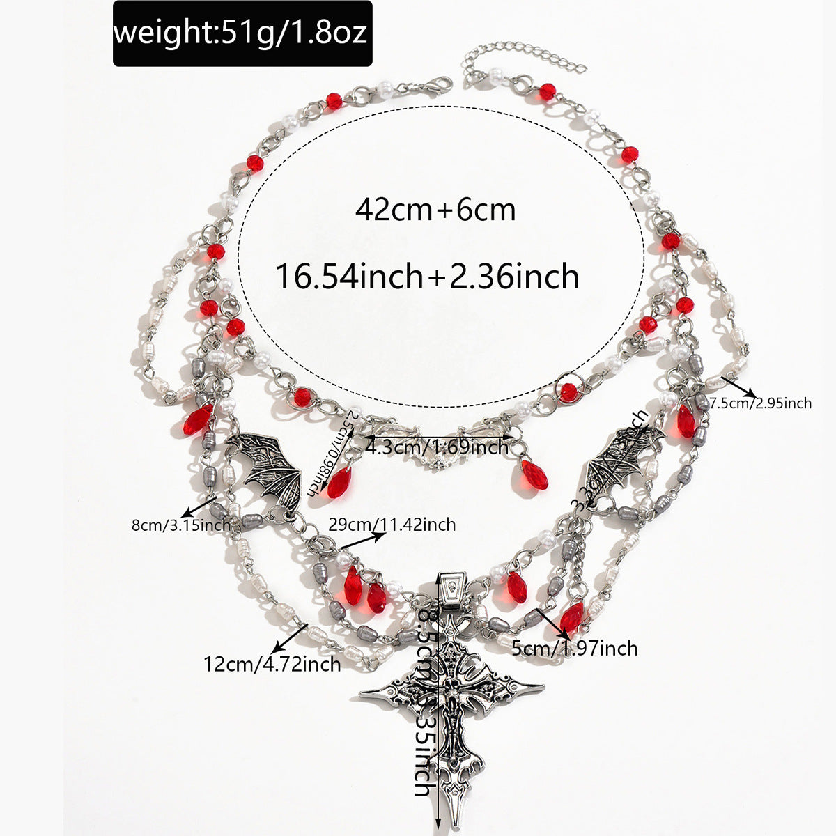 Halloween Cross Retro Dark Heavy Gothic Style Necklace