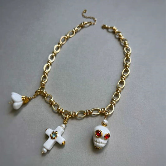 Halloween Skull Cross Necklace