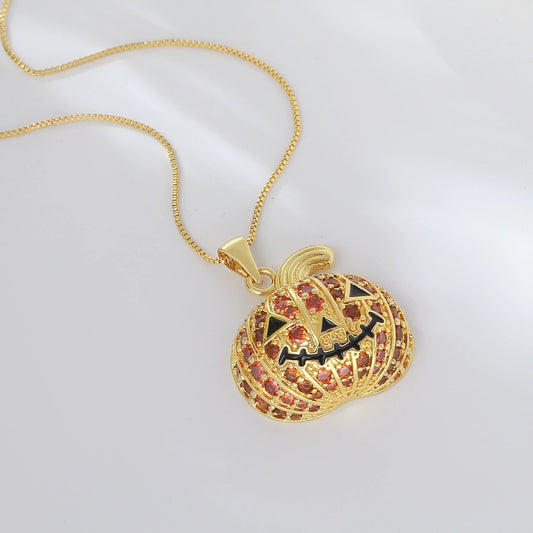 Pumpkin Zircon Pendant Necklace