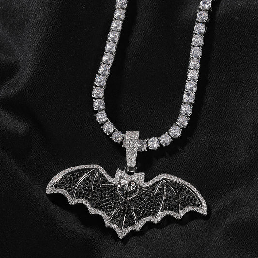 Dark Gothic style full diamond bat necklace