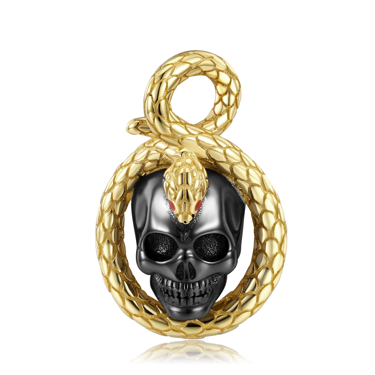 S925 skull snake punk dark style necklace